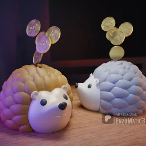 hedgehog piggy bank, money box - 3MF, STL - Multiparts - Print in place, No Support by EnzoMatic3D