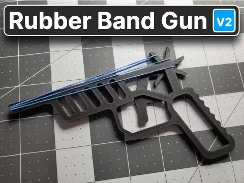 Rubber Band Gun V2 (Print-In-Place)