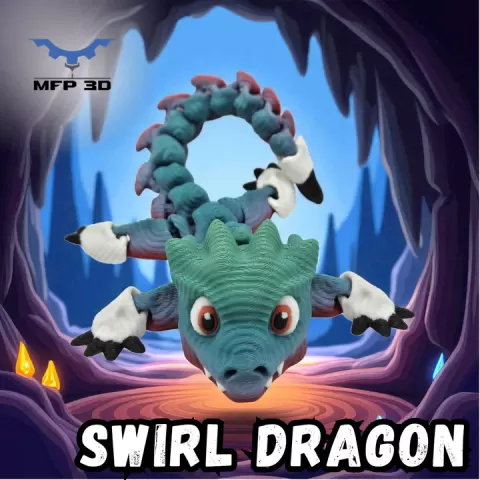 ARTICULATED FLEXI SWIRL DRAGON MFP3D -NO SUPPORT - PRINT IN PLACE - SENSORY TOY - FIDGET by MFP3D