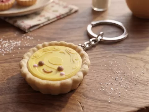 Kawaii Egg Tart Keychain