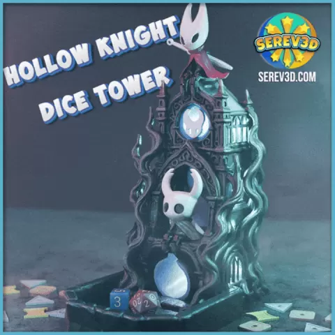 Hollow Knight Dice Tower - Book Nook, Shelf Buddies & Keychains STL/3MF, No Supports 3D Print by SEREV3d