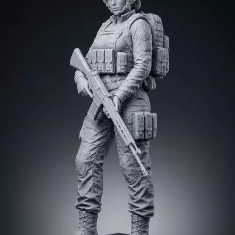 Soldado Femenina Táctica Moderna – Figura 3D para Impresión (Estilo Fuerzas Especiales)