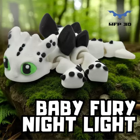 ARTICULATED BABY NIGHTLIGHT FURY - TOOTHLESS - MFP3D -NO SUPPORT - PRINT IN PLACE - SENSORY TOY - FIDGET by MFP3D