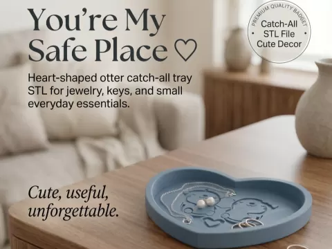 Otter Love Catch-All Tray, Heart-Shaped Otter in Love Keyby Digital Smart Desing