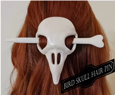 Bird skull hair pin