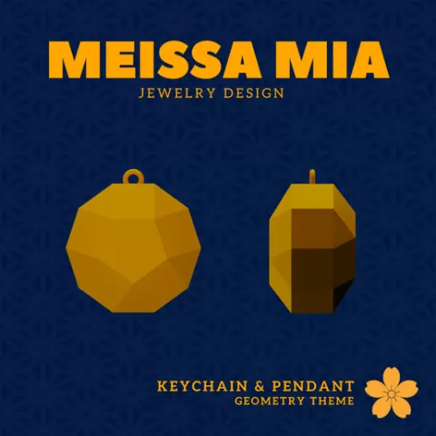 39. Elongated Pentagonal Gyrobicupola Keychain – 29. Johnson Solids Pendant and Keychain - 3D Print File for Geometric Keychain & Pendant - Girl's Fashion Accessories