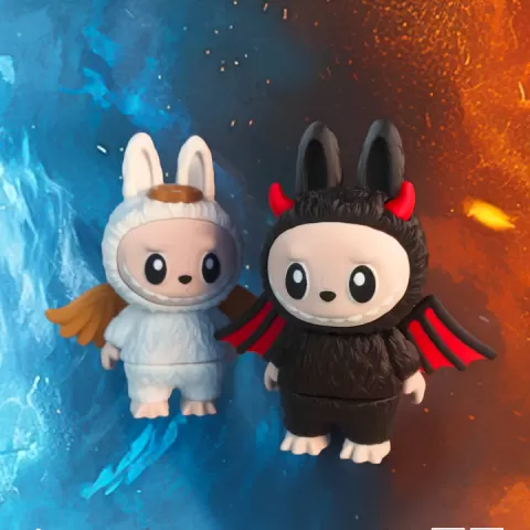 😈🧸😇 Angel vs Devil Labubu 🔥 – Toy, Keychain & Magnet! 📂✨ Print-in-Place & Print-in-Parts ❤️✨ by Valeria Momo & Mattia