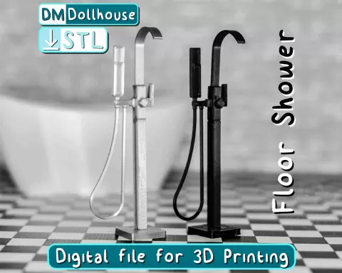 Freestanding Floor Faucet & Shower for Dollhouse Bathroomby DMDollhouse