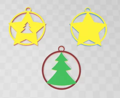 3 small decorations for the Christmas tree.