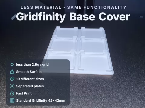Gridfinity Base Cover Plates - Low Filament Usage
