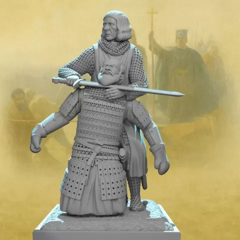 Medieval Kill Scene STL | Knight vs Novgorod Warrior at Battle of Lake Peipus 1242 | 3D Printable Diorama by Northern Crusades Miniatures