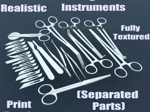 Realistic Medical Instrument Set Fully Textured 3D Modelby Cloud7