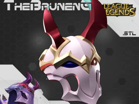 Blood Moon Jhin mask helmet LOL Wild Rift cosplay 3D print mby BrunenG