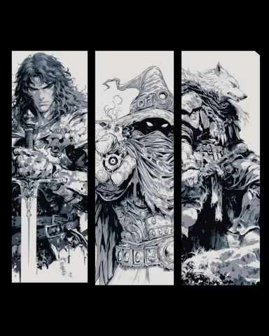 sketches of fantasy dungeon and dragons heroes - Set of bookmarks
