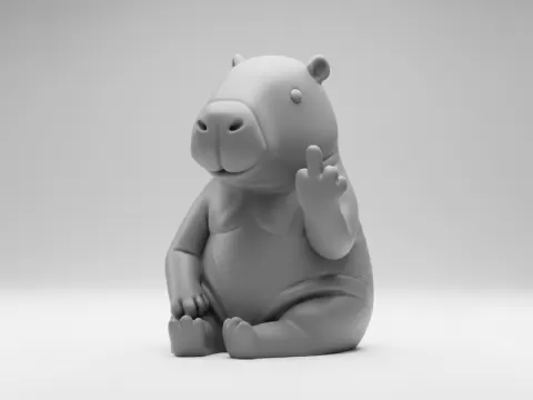 fun Capybara middle fingerby rexer 3d