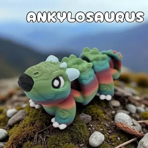 ARTICULATED DINO-SERIES - ANKYLOSAURUS - MFP3D -NO SUPPORT - PRINT IN PLACE - SENSORY TOY-FIDGET by MFP3D