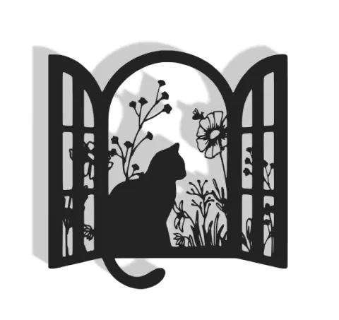 Cat in Window Decor