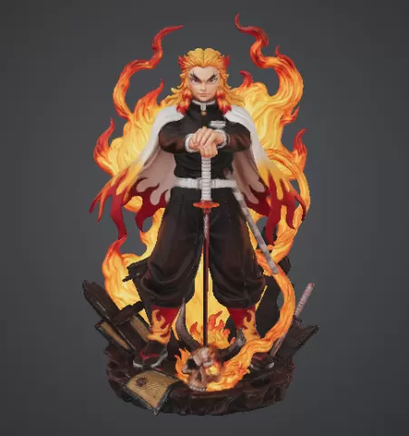 Kyojuro Rengoku – Demon Slayer 3D Printable Statue | Premium Flame Hashira Fan Art