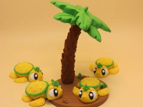 Pineapple Turtle Mini Playset , Articulated Toy