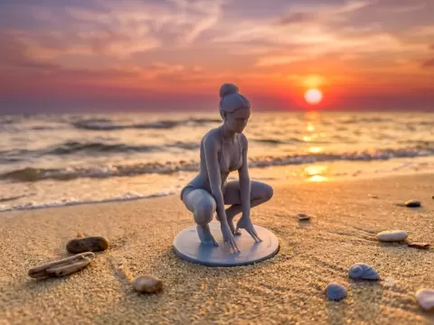 Yoga Crouching Woman Pose