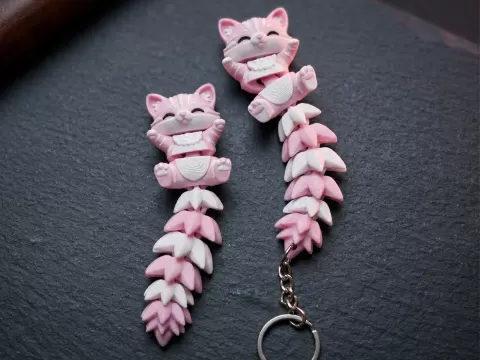 Fluffy Tail Cute Flexi Cat Toy / Keychain