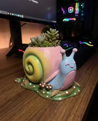 Kawaii Snail Succulent Planter | Cute Animal Flower Pot | Garden Decor | Mushroom Snail Statue
