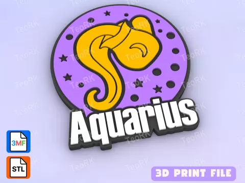 Badge Reel Topper Flat Back aquarius - signs of the zodiac -by TeoRk