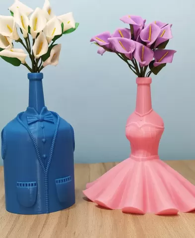 Mr. and Ms. Bottle - Gentleman in Tuxedo & Lady in Dress - No supports - Wedding Decor