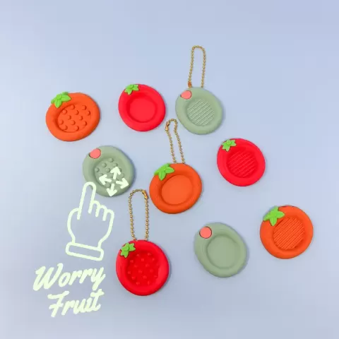 Worry Fruit Stones Fidget Set – Textured Tactile Worry Stones, 3 Fruits, Stress Relief Sensory Toy,