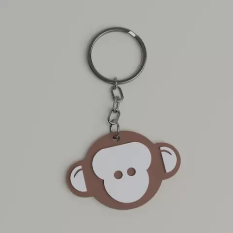 Monkey Head Logo Keychain STL