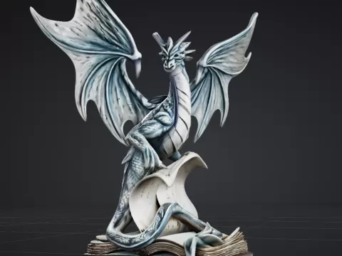 Dragon on Book Statue