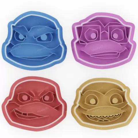 Tales of the TMNT – Ninja Turtles Face Cookie Cutter & Stamp Set – 4 Designs