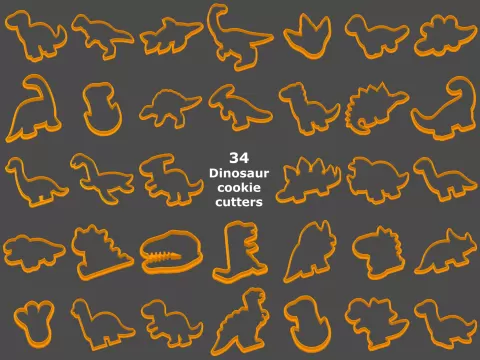 34 Dinosaur cookie cutters / cutter [Dinosaurus vykrajovátka]