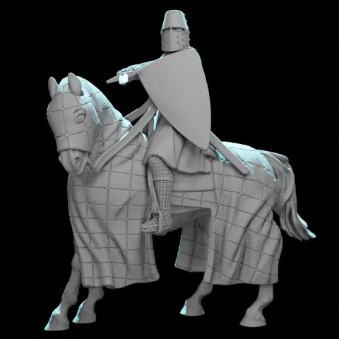 Mounted Medieval Crusader Knight STL | 3D Printable Wargaming Miniature (28mm / 32mm) by Northern Crusades Miniatures