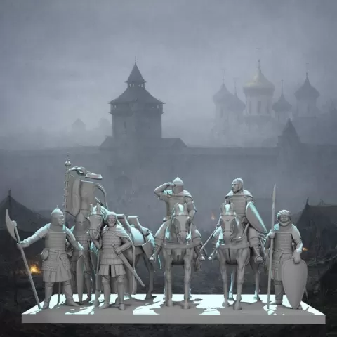 Medieval Kievan Rus Command Set – 3D Printable STL Miniatures (28mm/32mm Wargaming & Diorama Figures) by Northern Crusades Miniatures