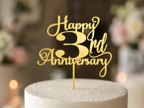 3rd Anniversary Cake Topper
