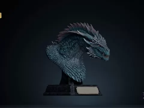 Dreamfyre Bust STL House of the Dragon 3D Print Sculptureby Zyrax Studio