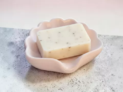 Shell-Shaped Soap Dish with Smart Drainage Systemby Cahdesigner