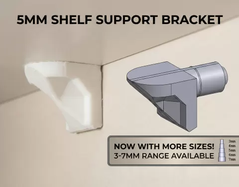 Heavy Duty 5mm Shelf Pin / Peg (L-Shape Support Bracket) metric