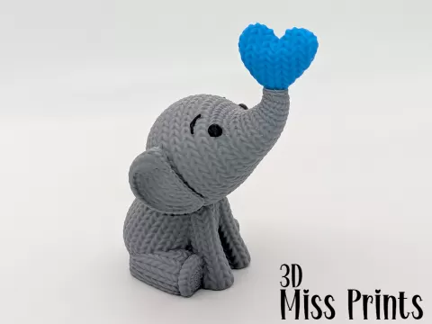 Knitted Elephant Blowing Heart