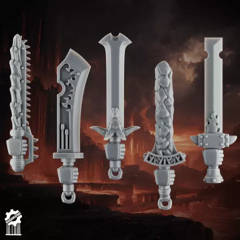Emberforge swords set 2 - Fire lizards [Supported] by wargamesprint