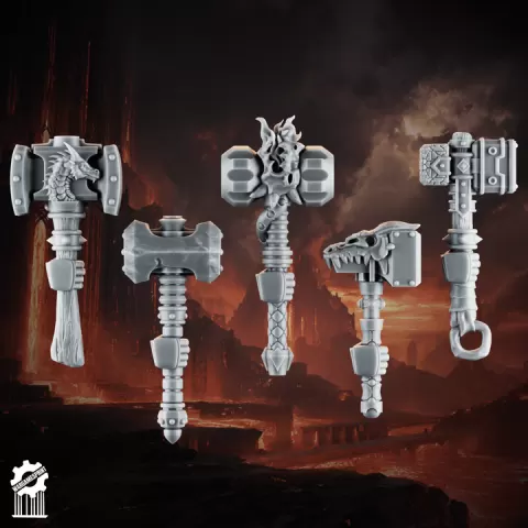 Emberforge hammer set 1 - Fire lizards [Supported] by wargamesprint