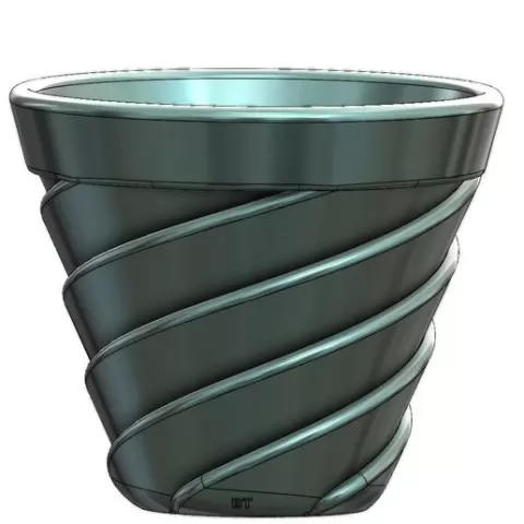 Twisted planter pot - 3d model