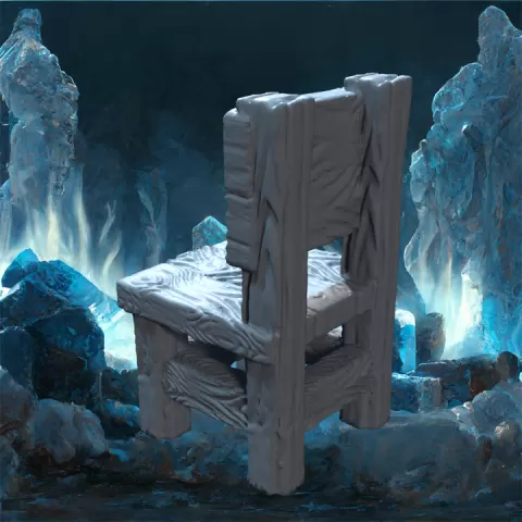 Barbarian Camp Chair - Rustic Wooden Seat STL, DnD & Wargaming Furniture by Galandir's Pit & Cie