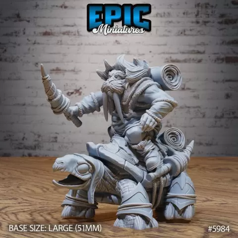 Walrus Folk Warrior Riding / Northern Sea Warrior / Snow Tribe / Arctic Fighter / Humanoid Ice Creature / Animal Hybrid Encounter by Epic-Miniatures
