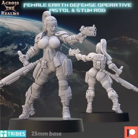 Female Earth Defense Operative with Pistol & Stun rod by Across the Realms