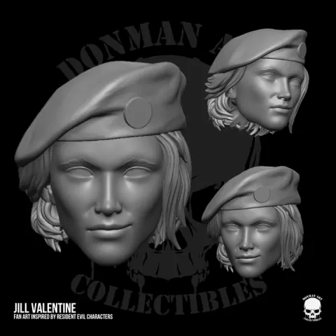 Jill Valentine Fan Art Head STL Files for Action Figures by Esteban Cifuentes