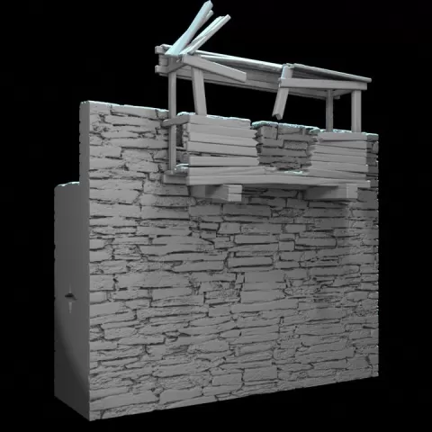 Medieval Castle Wall with Battle Damage – Modular Crusader Fortress Terrain STL (28mm/32mm Wargaming) by Northern Crusades Miniatures