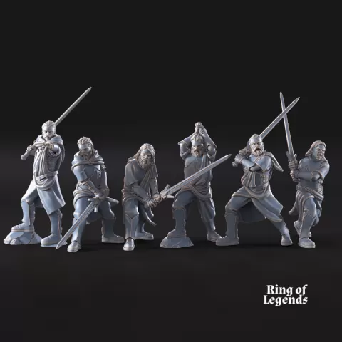 6x Mountaineers with two-handed swords | White Swan | Ring of Legends by Davale Games ©