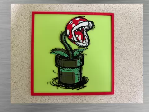 Framed Sketch of Piranha Plant-200x200